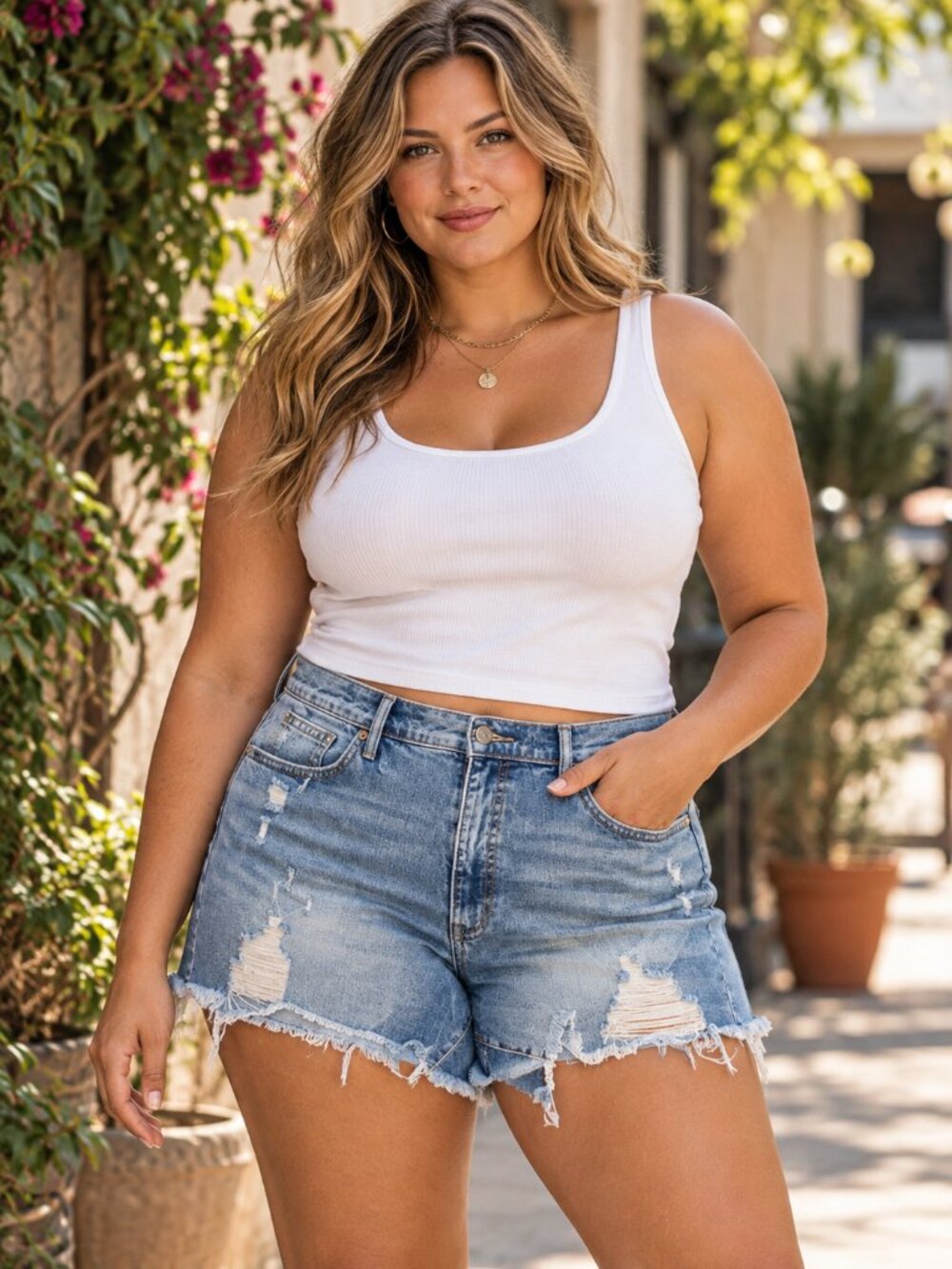 SOFIA VERGARA High Waisted Jean Shorts 16 Chi Distressed Frayed Plus Denim Short